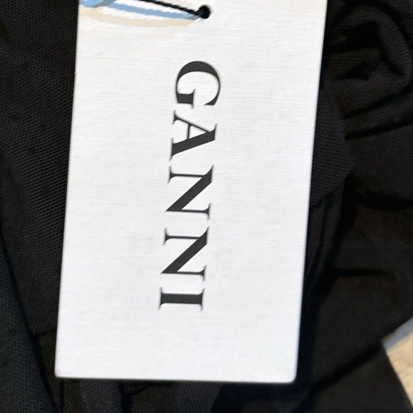 Ganni Women's Black Addison Ruffle Dot Mesh Wrap Dress - Picture 14 of 16